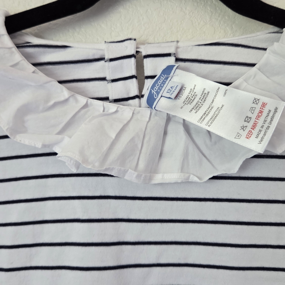 Jacadi Paris.Striped Long Sleeve with Ruffle Collar - Picture 3 of 5